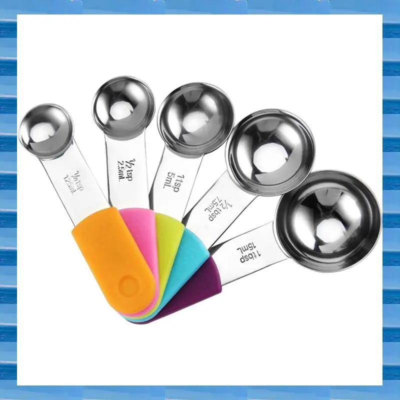 AT53 Juego de tazas y cucharas medidoras simplemente gourmet, acero inoxidable, apilables, se adapta a tarros estrechos, 13 piezas