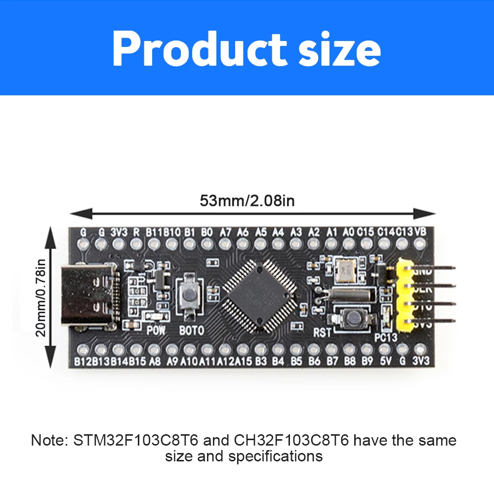 Placa de núcleo Tipo-C STM32F103C8T6 con Pasadores STM32F103C6T6 ARM STM32 Módulo de desarrollo de sistema mínimo para Arduino
