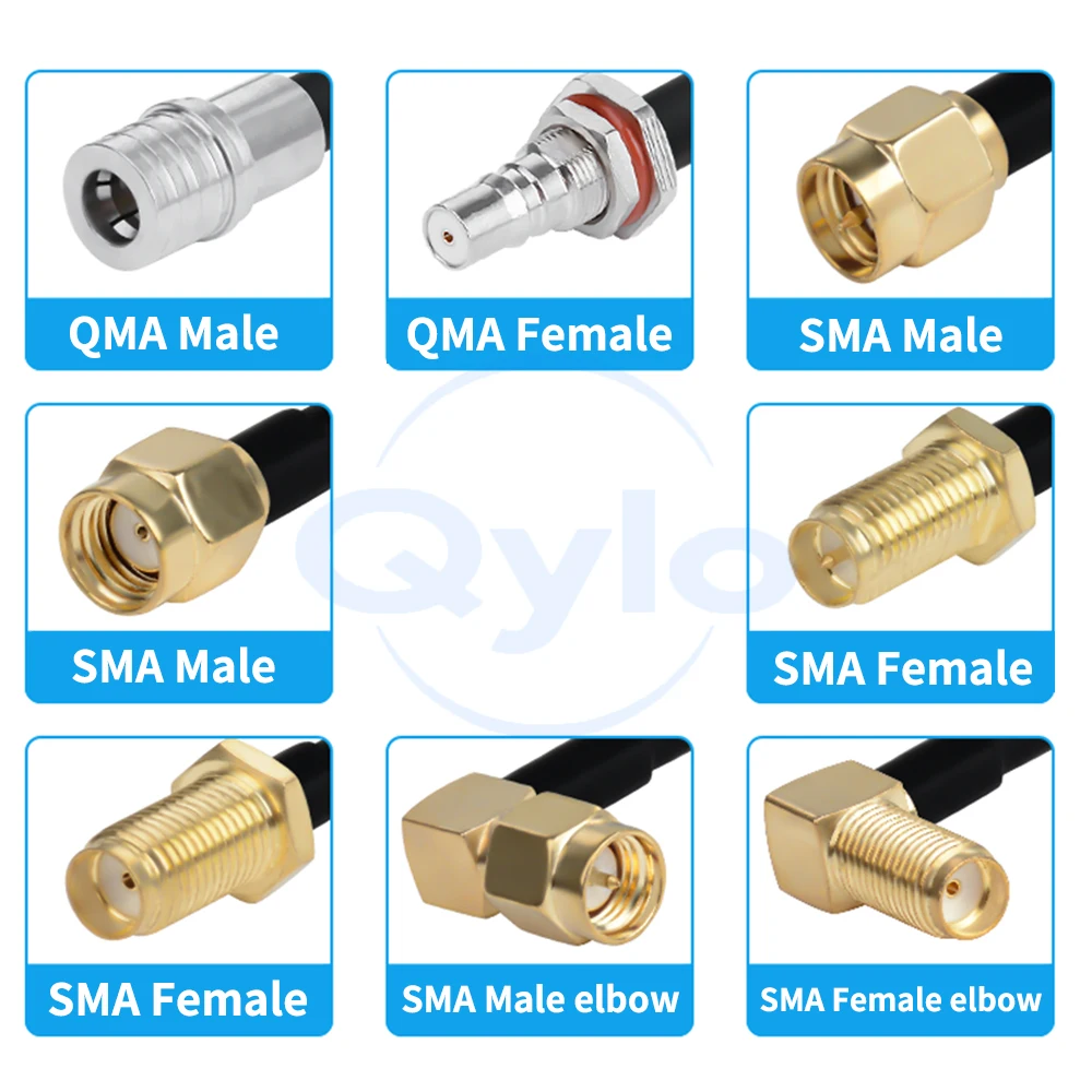

(1 pcs) QMA to SMA RF Test Cable RG142-PUR High Flex Cable QMA to SMA Male / Female High-Frequency Cable QMA to SMA Cable