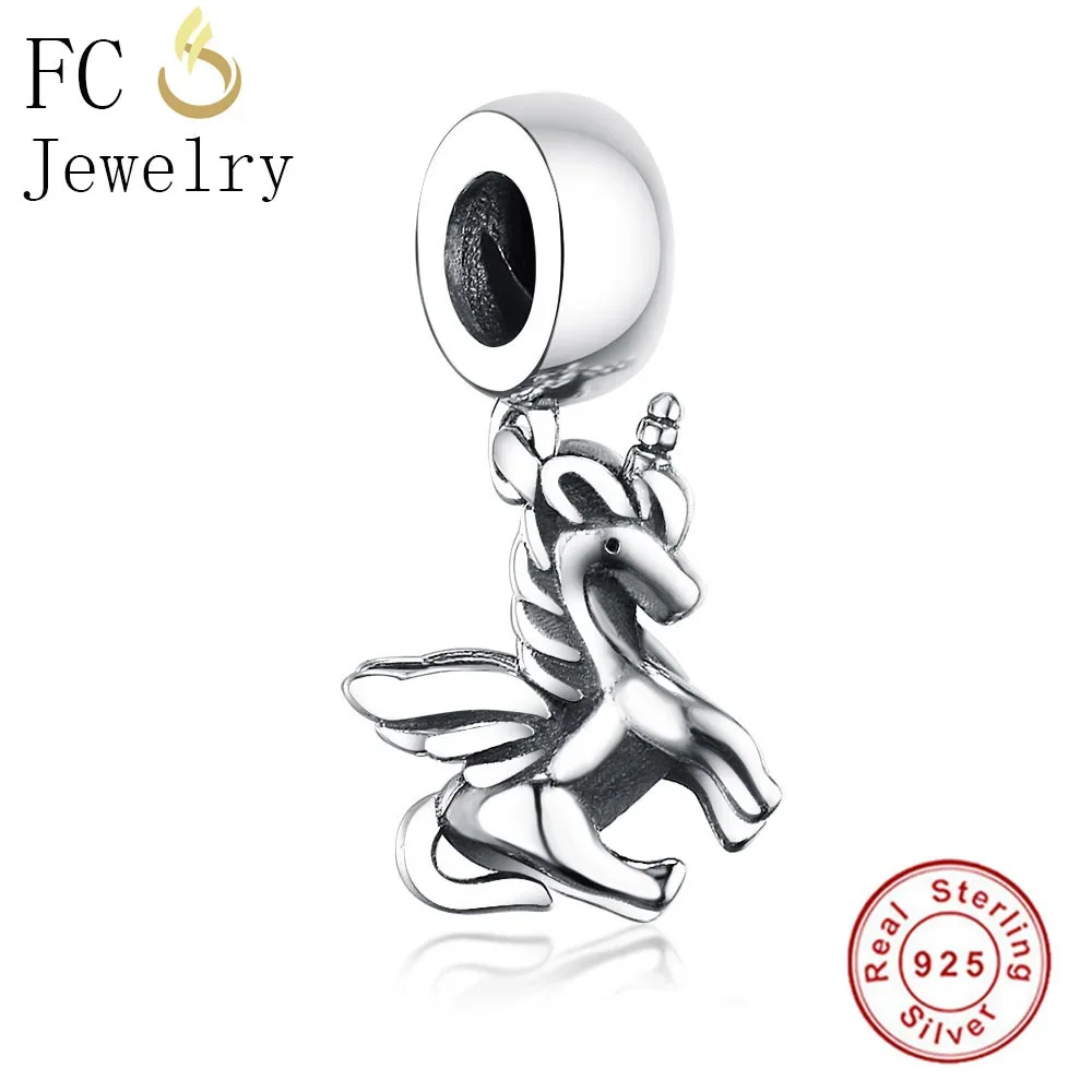 FC Jewelry Fit Original BrandCharms Bracelet 925 Sterling Silver Spirit Animal Pegasus Wings Beads Pendant DIY 2018 Berloque