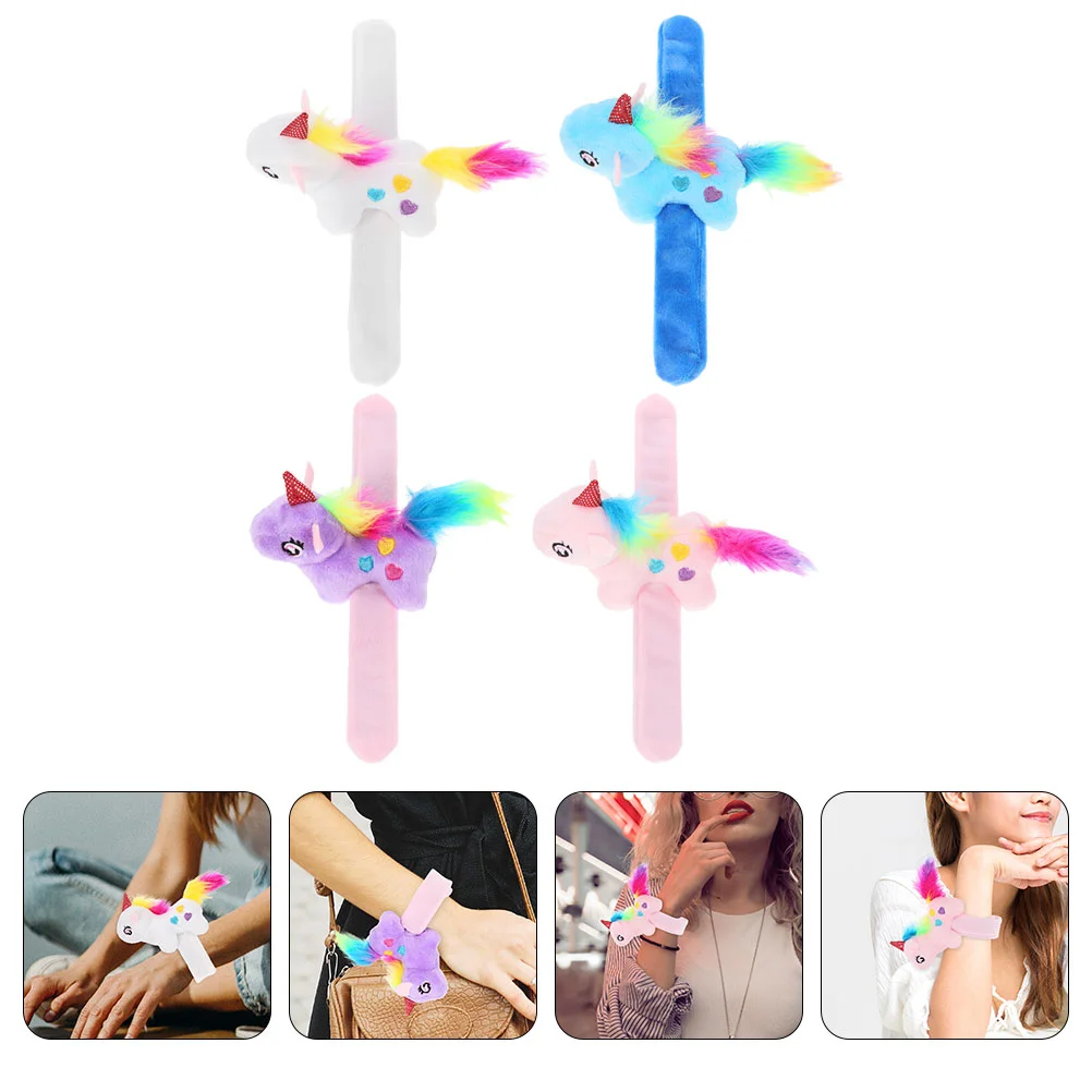 

Unicorn Snap Ring Decorative Bracelets Plush Slap Animals Party Wristbands Stuffed