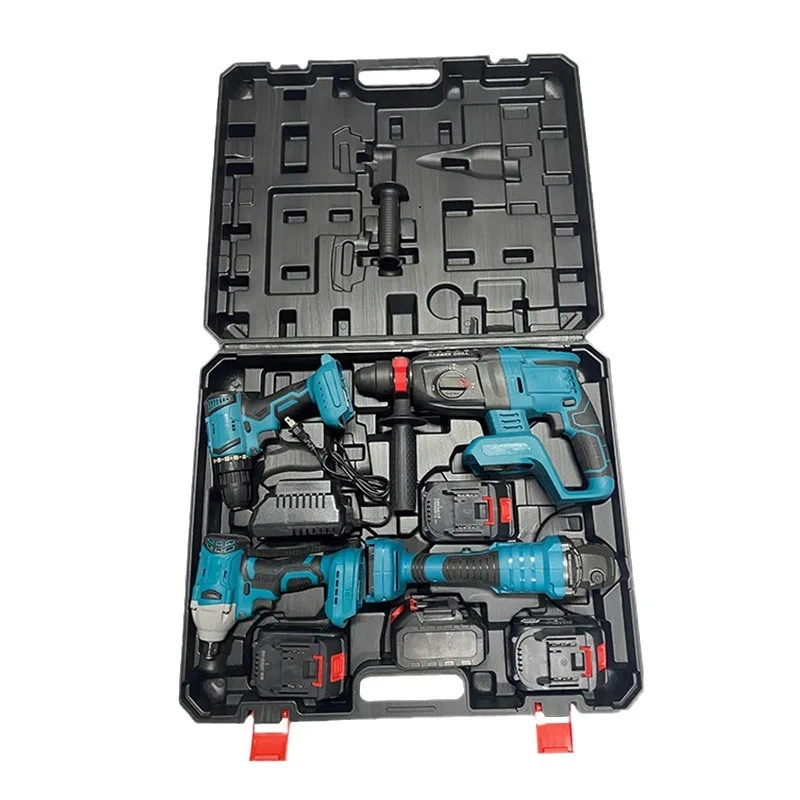 

4-Piece Electric Drill Set Versatile Industrial Lithium Battery Combination Screwdrivers Plastic Hand Tools Wood Working Repair