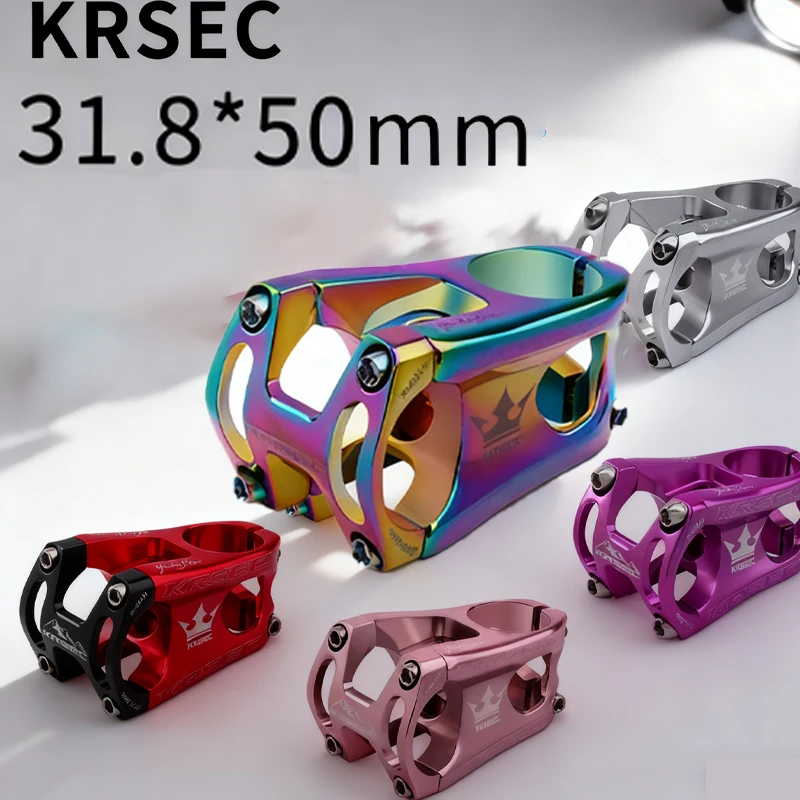 

KRSEC 31.8 MTB Bike Stem 50mm Power Short Bicycle Handlebar Aluminum CNC 0 Degrees for 28.6mm Fork Mountain Road Bike
