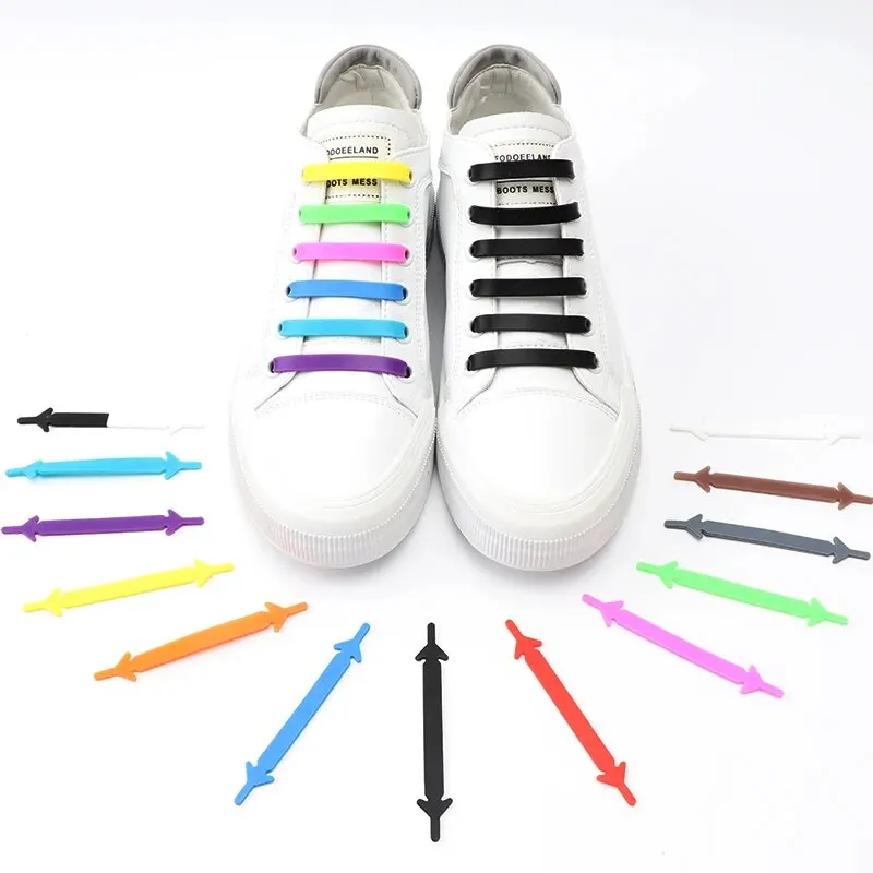 12Pcs Silicone Shoelaces Elastic Laces Sneakers No Tie Shoe Laces Kids Adult Rubber Shoelace Shoes Accessories