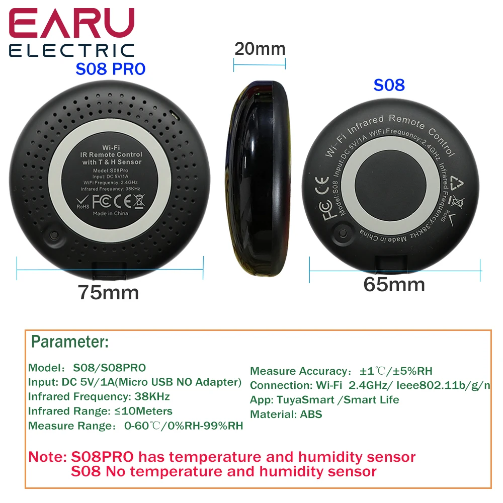 Wifi tuya inteligente universal ir/rf controle remoto para ar condicionado tv com sensor de umidade temperatura por alexa google casa