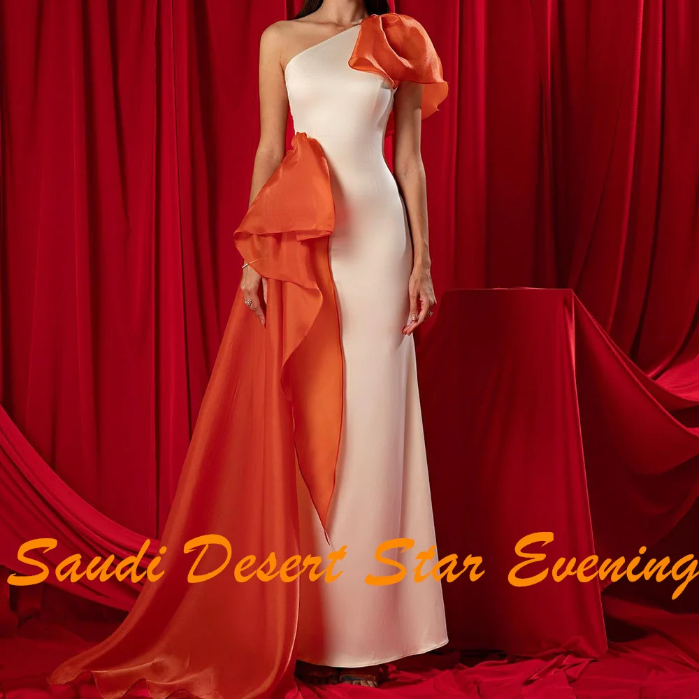 Elegant แผงรถไฟหนึ่งไหล่แขนสั้นชุดราตรีประณีต A-Line ซาติน Pleats Party Gowns vestidos de fiesta