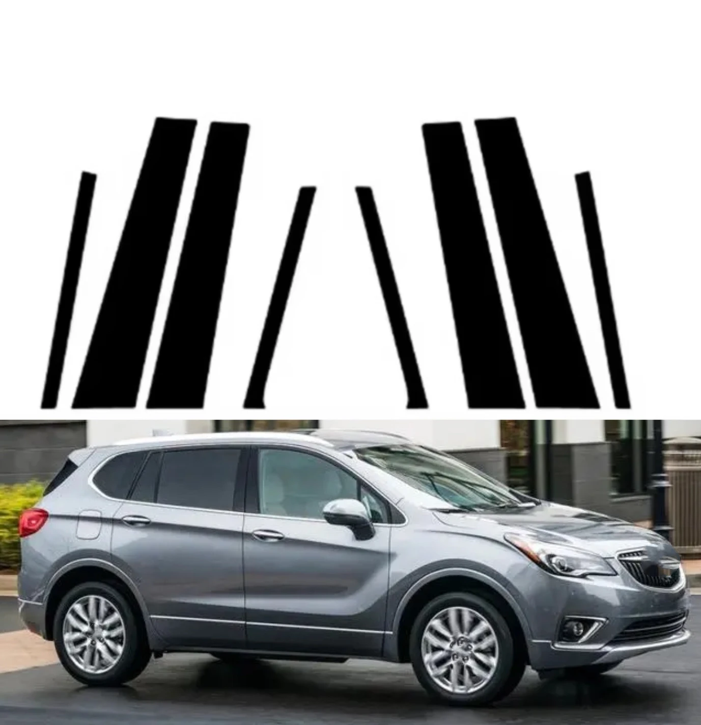 

8PCS Glossy Black Pillar Posts Fit For Buick Envision 2016 2017 2018 2019 2020 Door Trim Decal Cover BC Column Sticker