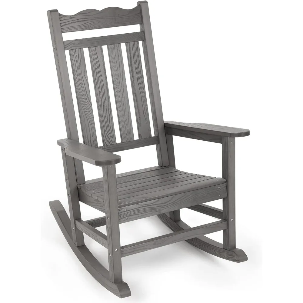 Outdoor & Indoor Rocking Chair, All-Weather Porch Rocker with 400 lbs Weight Capacity, Front Porch Rocking Chairs
