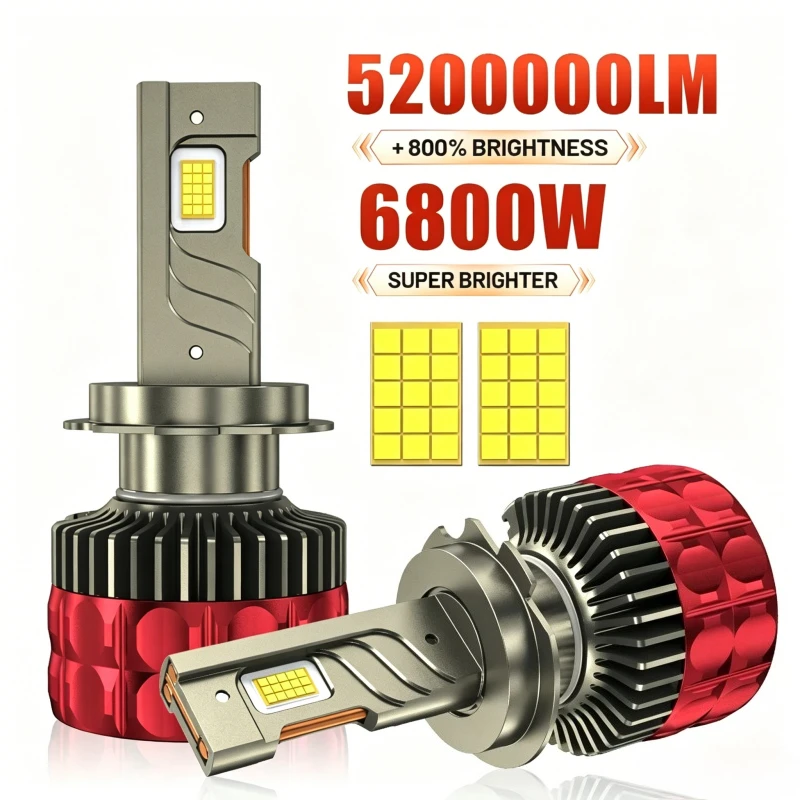 

6800W 5000000LM H7 H4 H11 Led Headlight High Power 9054 CSP Canbus H1 H8 9005 HB3 9006 HB4 9012 HIR2 Car Lights 3 copper pipes