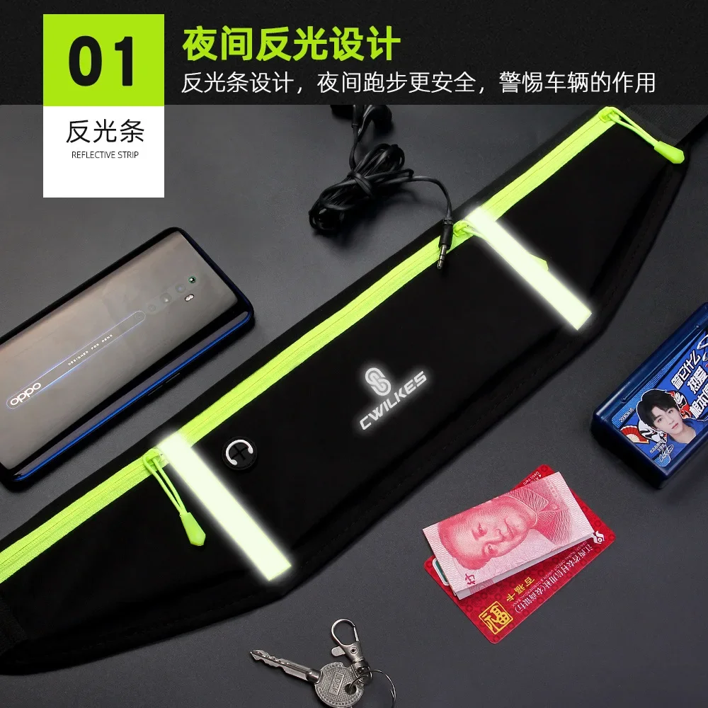 Nylon three pocket outdoor sports waterproof anti-theft belt fitness bag running women and men's mobile phone mini accessories