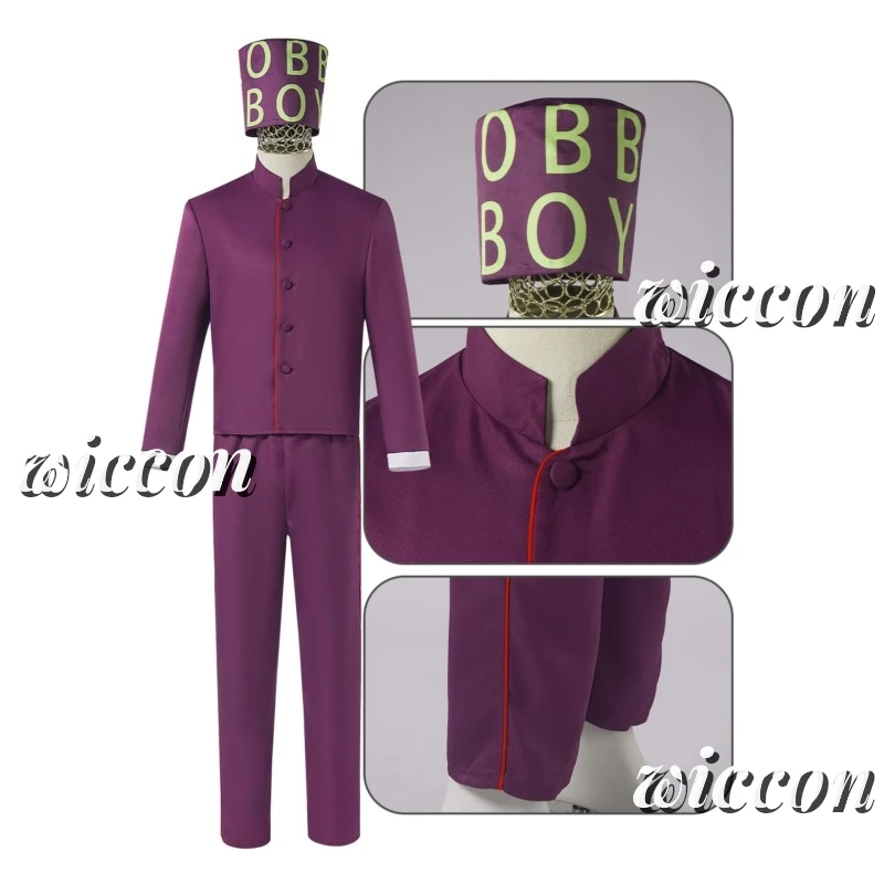 

Zero Lobby Cosplay Costume Purpel Coat Pants Hat The Grand Cos Budapest Boys Men Adult Halloween Carnival Disguise Suit