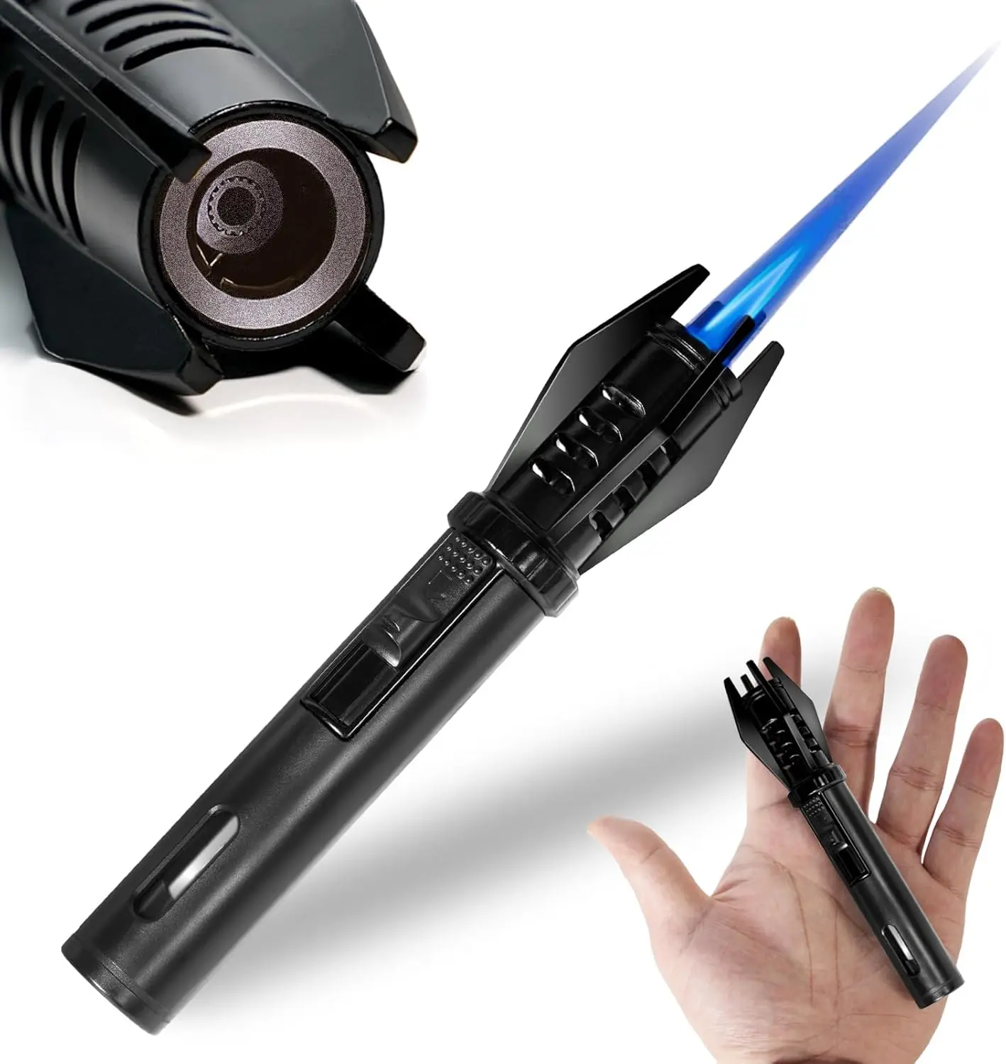 

Windproof Mini Torch Lighter with Visible Fuel Window, Refillable for Camping Hiking BBQ, 5 Inch