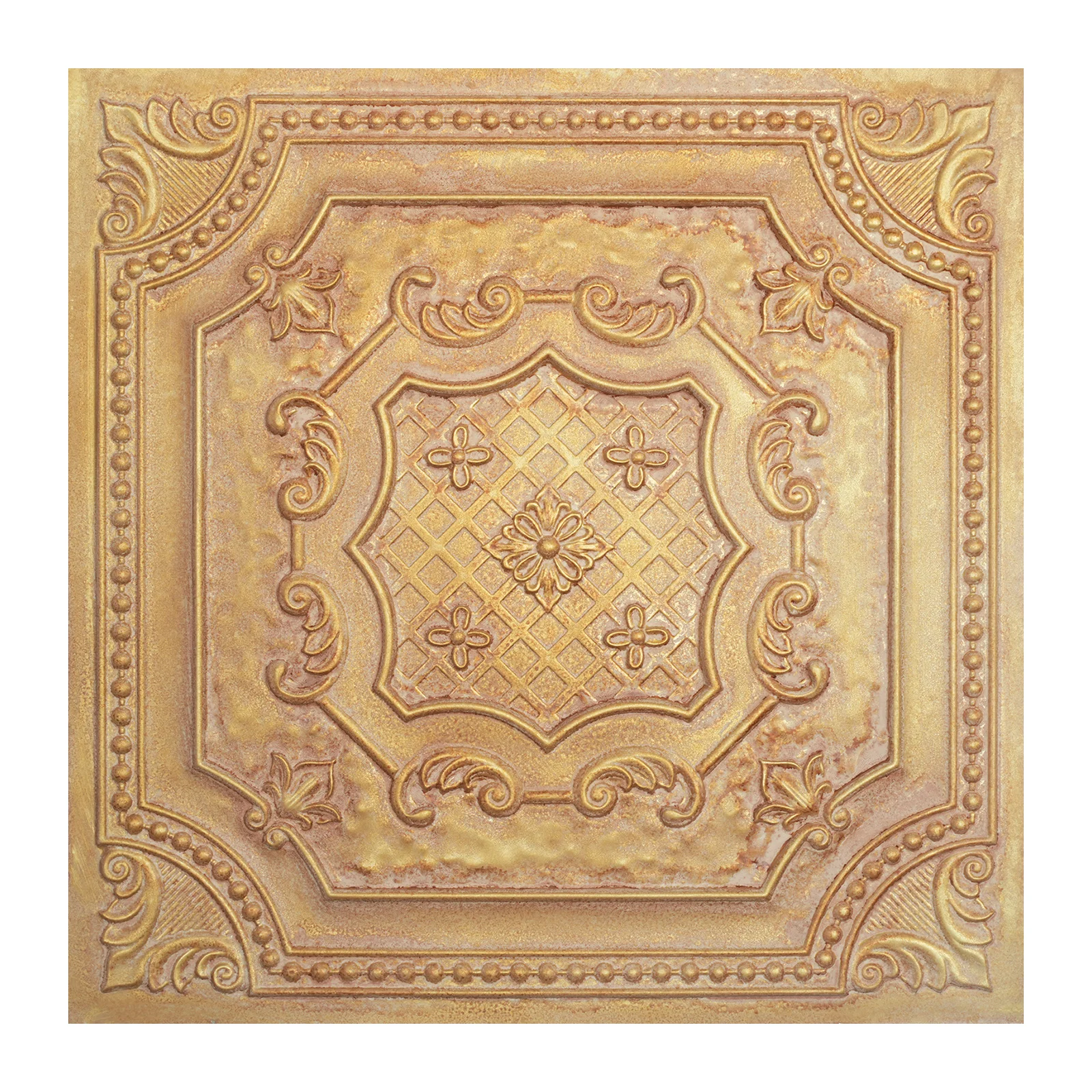 

Artistic 3D ceiling tile Emboss interior wall panel Easy to Install PVC Panels 10pcs PL04 Vintage brown gold PAINTSDECOR