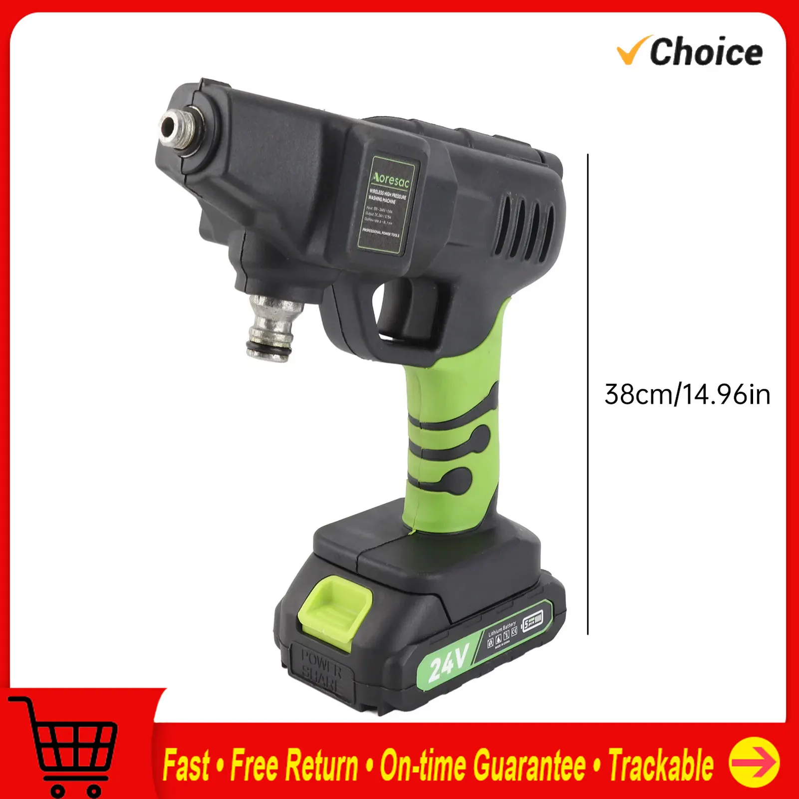 

24V Aoresac Cordless Pressure Washer 800PSI Portable Power Cleaner 2000mAh Lithium Battery for Home Floor Cleaning Watering