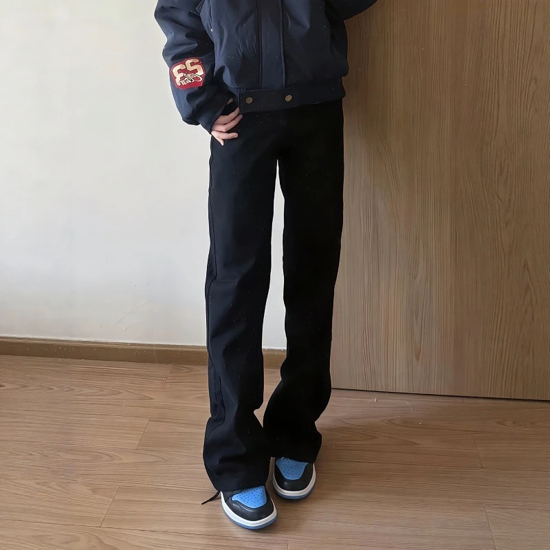 

Мужские джинсы Bla Casual в стиле High Street, весна-осень, новинка, в стиле Hong Kong, с высокой посадкой, расклешенные брюки