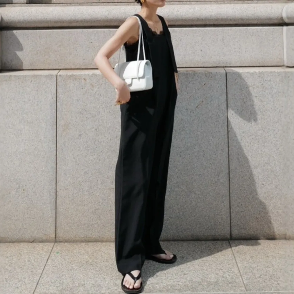 Summer High Waist Rompers Women's Straight Wide Leg Jumpsuits Japan Ropa Mujer Sleeveless Roupas Feminina Loose Woman Clothes