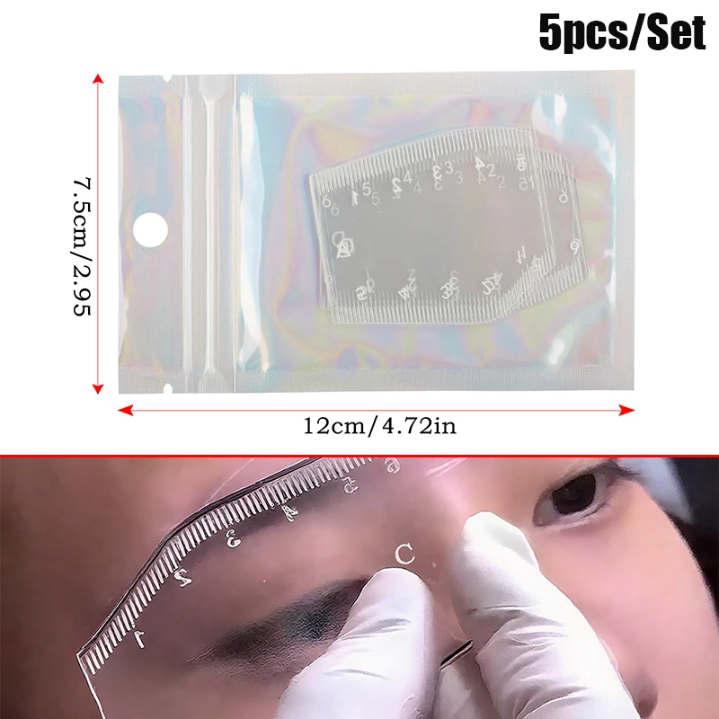5개입 내구성 있는 눈썹 모양 스텐실 휴대용 즉시 눈썹 정리 도구 선 그리기 눈썹 디자인 자 선물