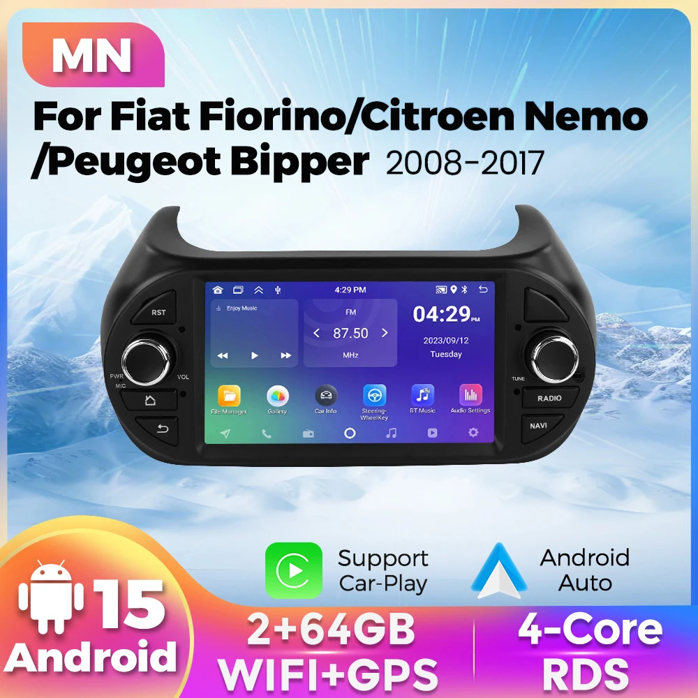 7 zoll IPS Carplay Auto Radio für Fiat Fiorino 2008-2017 Android Auto GPS Multimedia Video Player Autoradio RDS FM Stereo Empfänger