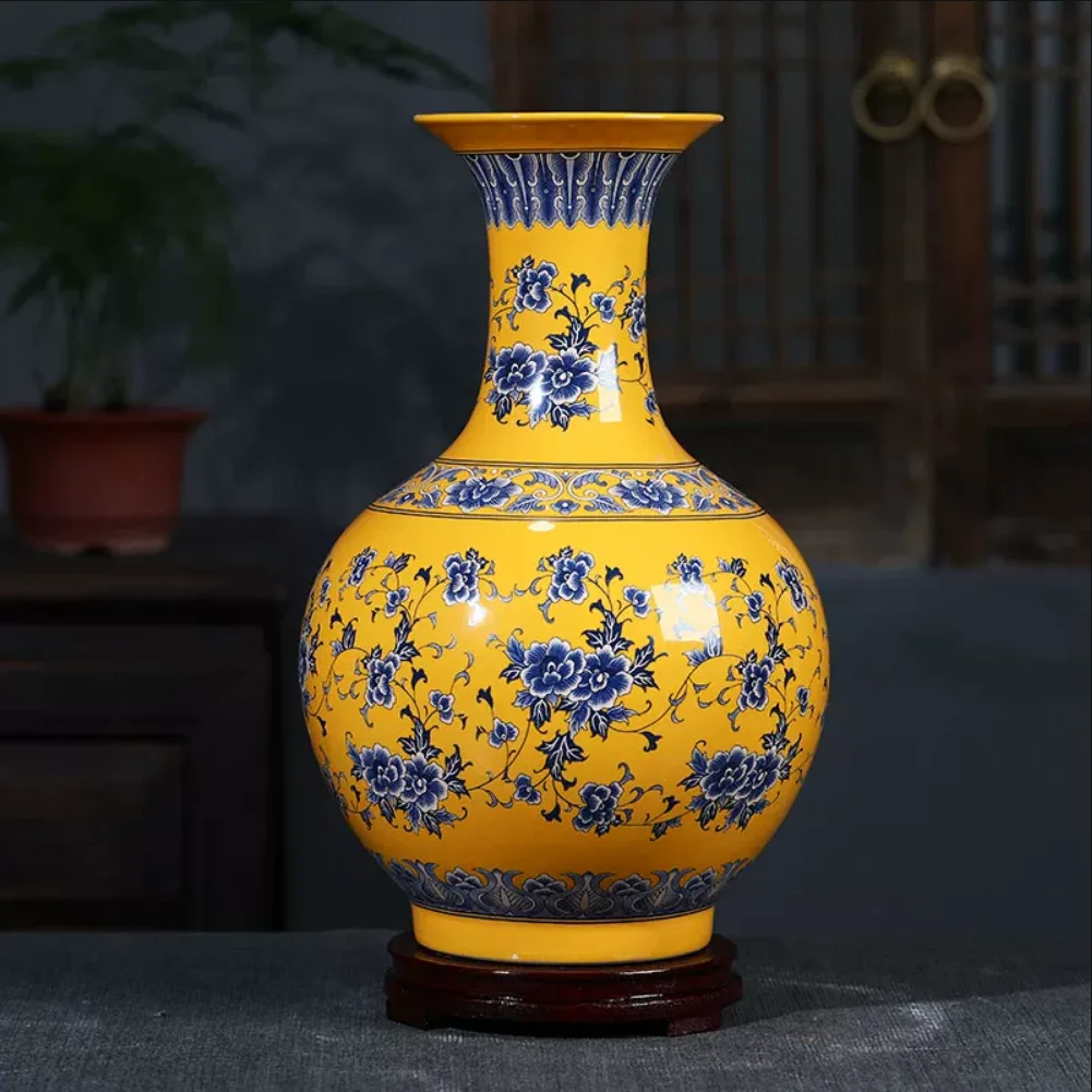 Creative Flower and Bird Ceramic General Jar Painted Flower Arrangement Dried Flower Vase Large Capacity Sealed Storage Jar Home