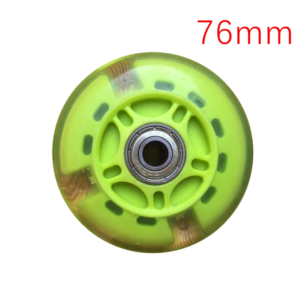 2 Pieces Outdoor Inline Skating Shoe Wheel Skateboard Hockey Roller PU Casters Repair Upgrade Replacing Parts Green