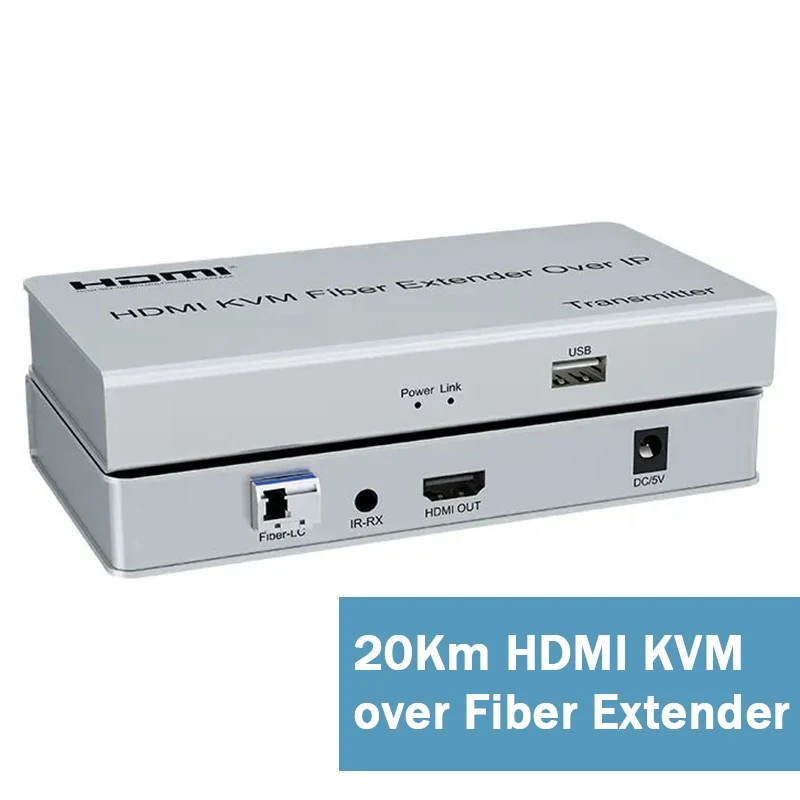 20KM HD IP KVM Fiber Extender over LC Fiber optic cablle 1080P HDTV to Fiber Optic Transceiver Extender  Support TX to many RX