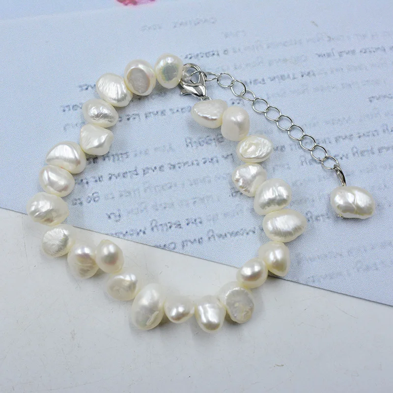 7MM -10MM White, gray，black natural pearl bracelet, give friends the best gift 8\