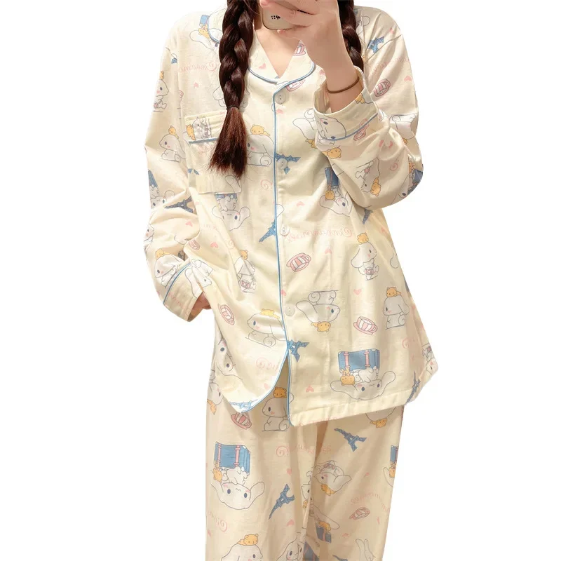 Sanrio New Cinnamoroll Babycinnamoroll Pajamas Ice Silk Satin Casual Breathable Please Cool Suit Cute Home Pajamas