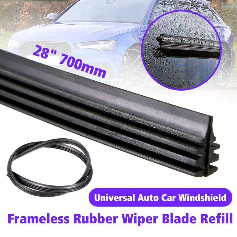 

1/2Pcs Universal Auto Vehicle Insert Soft Rubber Strip Refill For Frameless Wiper Blades 28" 700mm Car Accessories