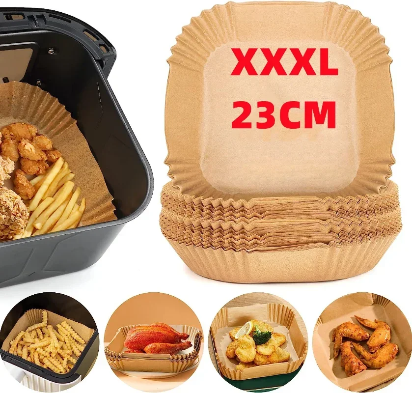 

Large 23cm Air Fryer Disposable Paper Liner Non-stick Airfryer Parchment Special Baking Paper for 3-10QT Cooking/Steaming Basket