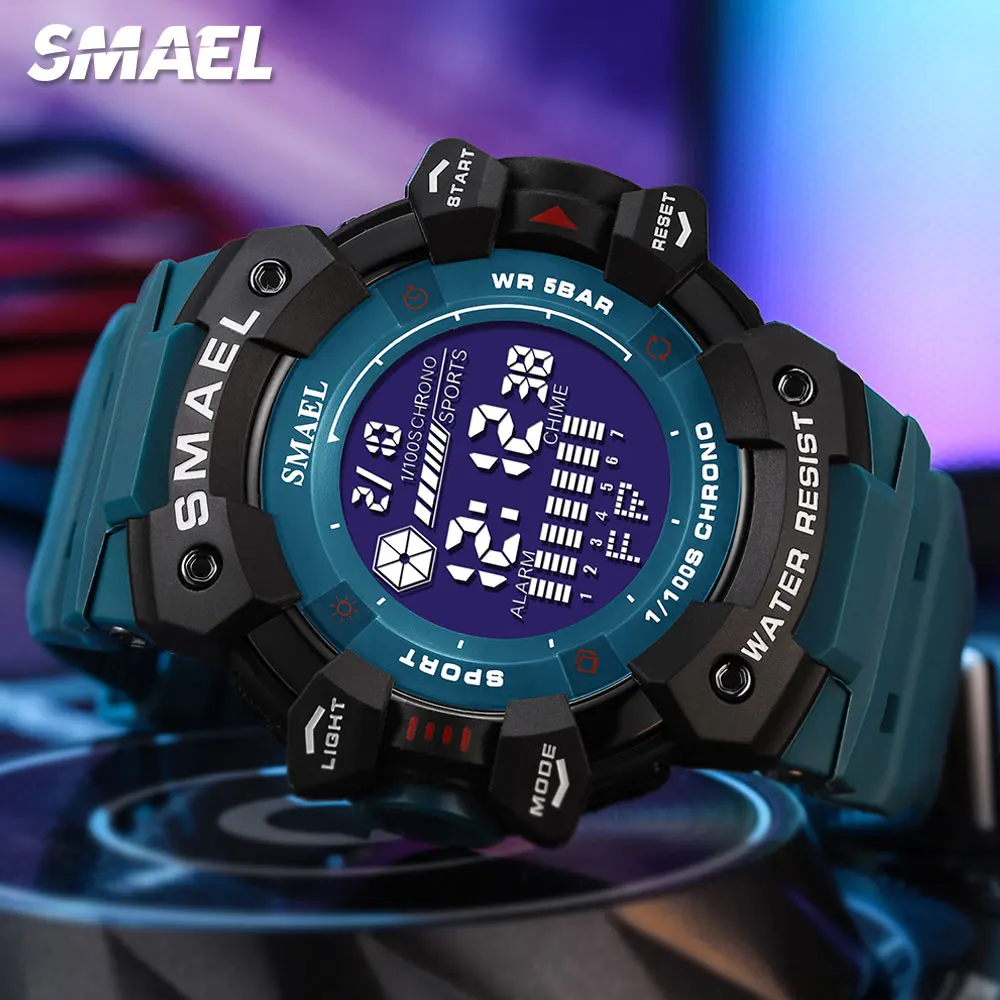 

SMAEL Military Sport Watch for Men LED Dislay Digital Wristwatch with Auto Date Week Alarm Clock часы мужские Watches Dark green