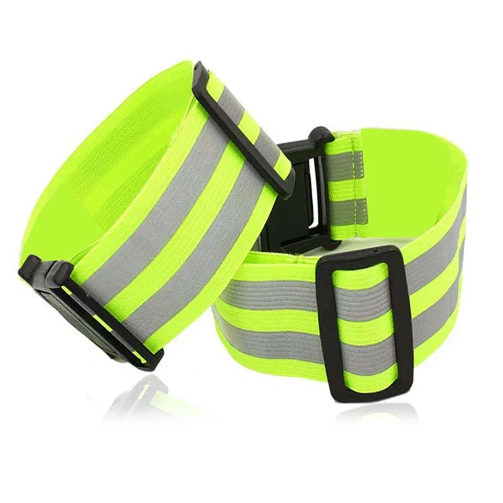 2Pcs Reflective Band for Running High Visible Night Safety Gear for Arm Wrist Waist Ankle Adjustable Elastic Reflective Belt