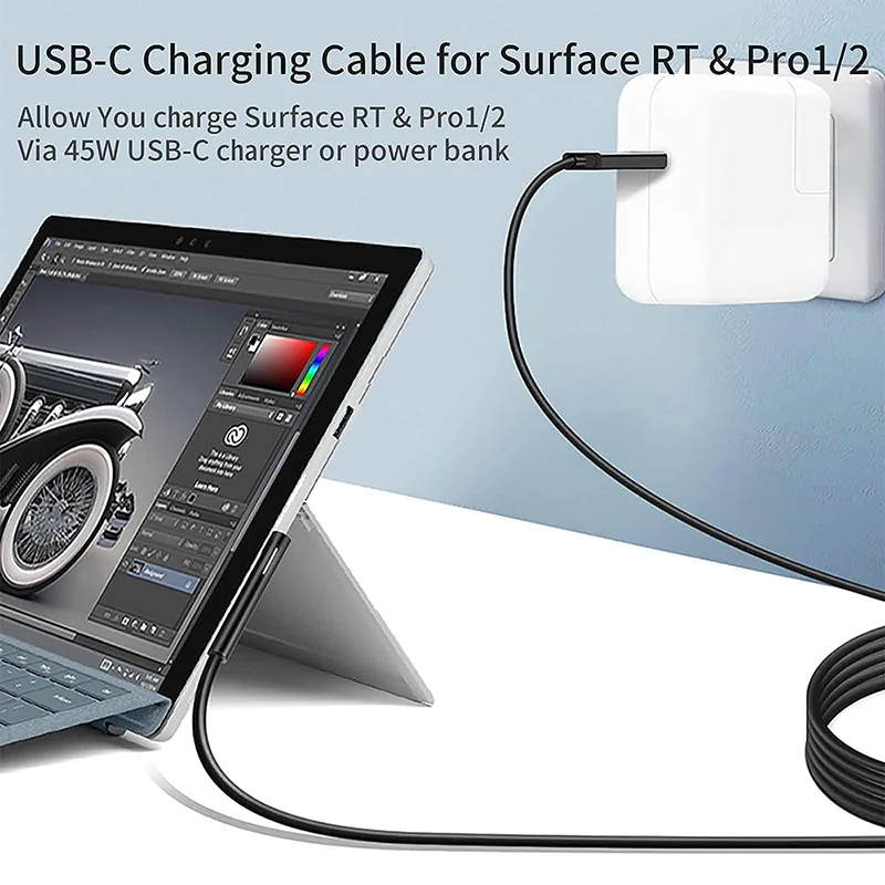 Usb Type-C Snellaadkabel Werkt Met Een 15V/3a USB-C Pd Protocol Oplader Voedingsadapter Compatibel Met Oppervlak Pro1/2 Rt