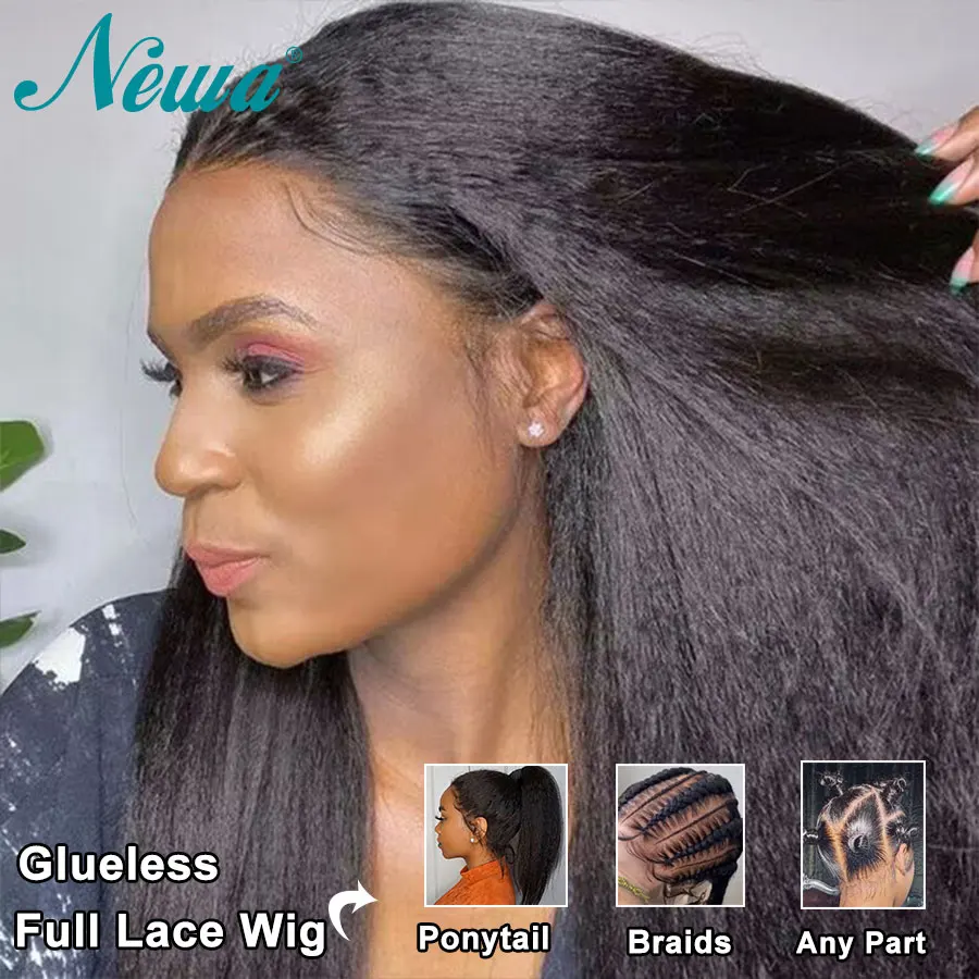 Newa Kinky Straight Full Lace Human Hair Wig 360 Lace Frontal Wig Brazilian Wigs On Sale Pre Plucked Full Lace Wig For Women