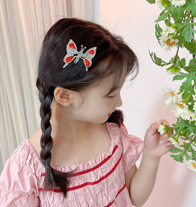 Flash Diamond  Butterfly That Will Shake Hairpins Cute Children Headwear Girls Clips Woman Barrettes Hairgrips Hair Accessories