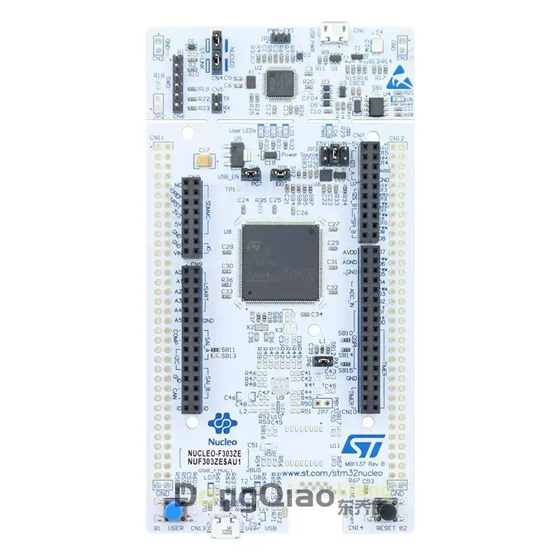 The original stock NUCLEO-F303ZE STM32 Nucleo-144 development board uses the STM32F303ZET6 mcu