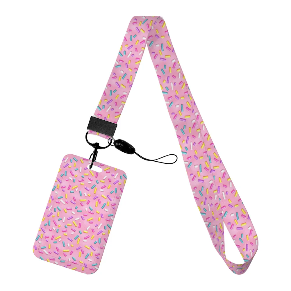 Colorful Candy Chocolate Work Card Holder Work Access Name Badge with Keychains Student Id Card Lanyard Holder Accessories