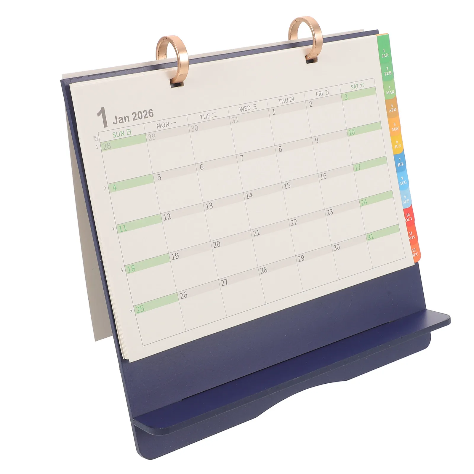 

Wood Desk Calendar 2026 Flip Planner Standing Monthly Yearly Memo Desktop Organizer Office Schedule Colorful Tabs