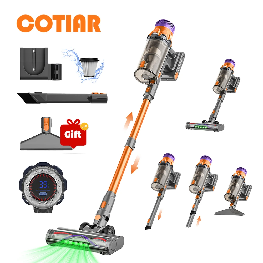 COTIAR S25 draadloze stofzuiger 650 W 60 kPa sterke zuigkracht 70 minuten looptijd handheld huishoudapparaat draagbare verwijderbare batterij
