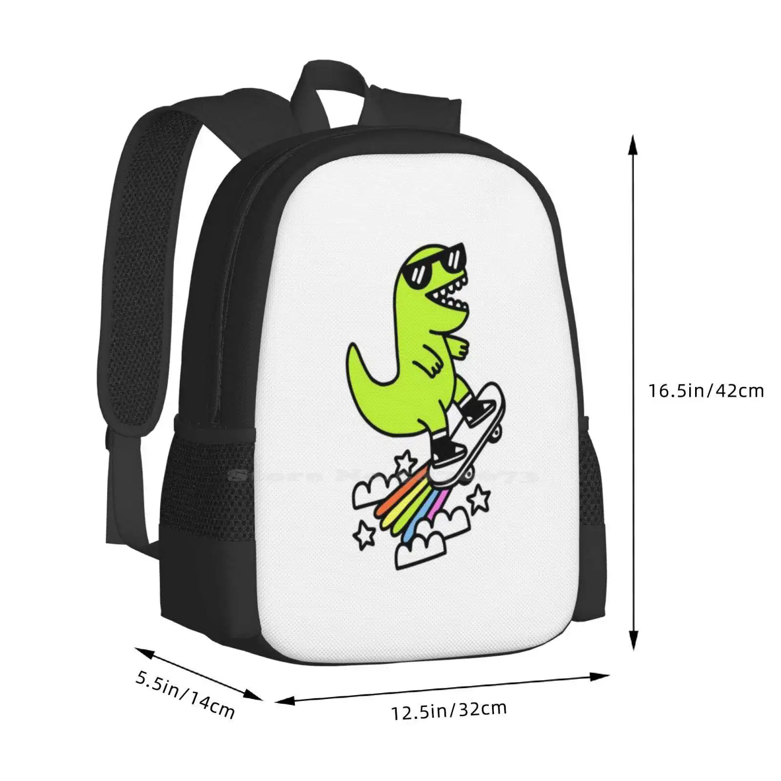 Rad Rex Hot Sale Backpack Fashion Bags T Rex Cool Radical Tyrannosaurus Dinosaurs Rainbows Skateboards Skater Groovy Cloud