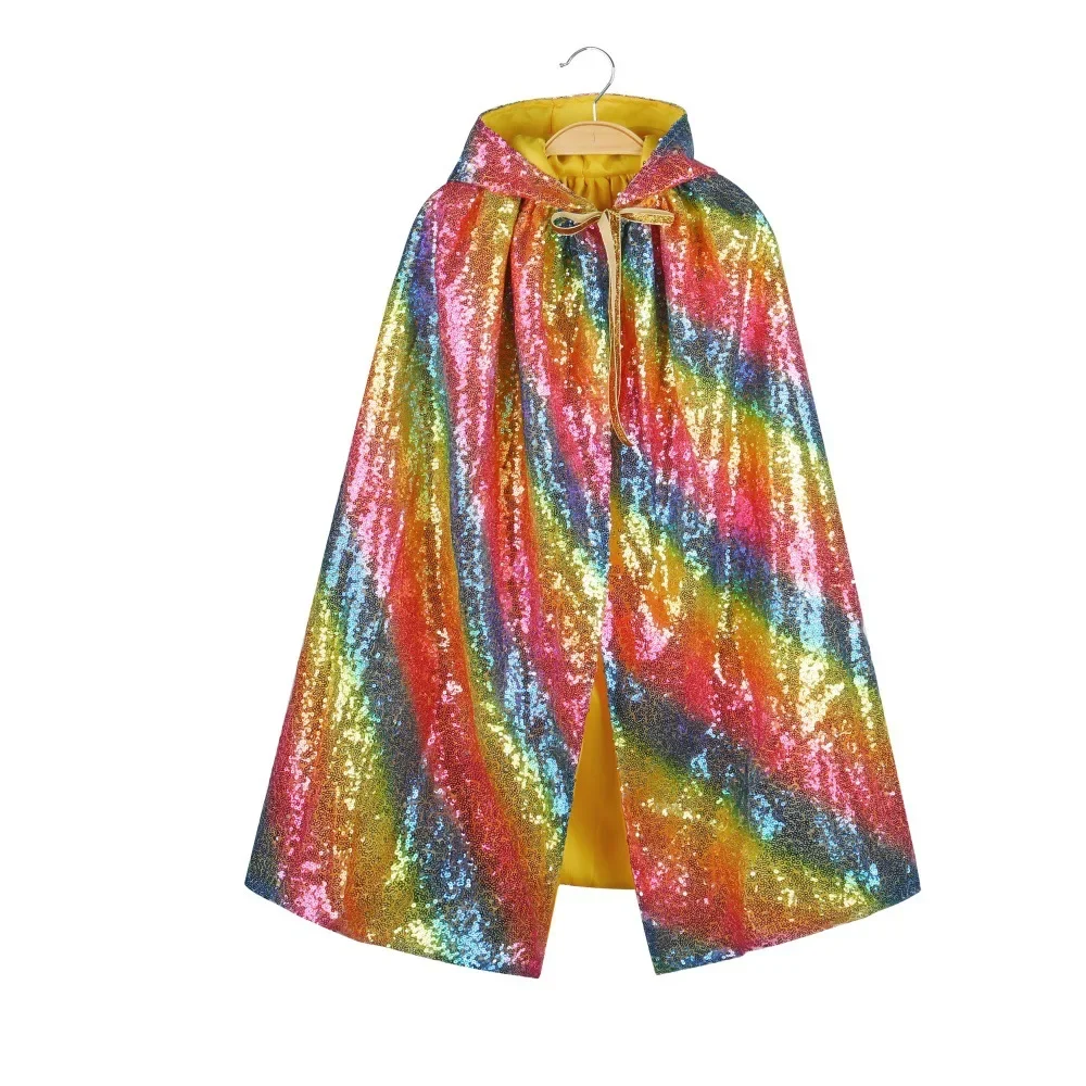 Hochwertiger Kinder-Umhang mit glitzernden Pailletten, stilvoller Schal-Mantel, trendiges grenzübergreifendes Outfit für Mädchen, geeignet für Feiertage und Themenveranstaltungen. – Detail 21