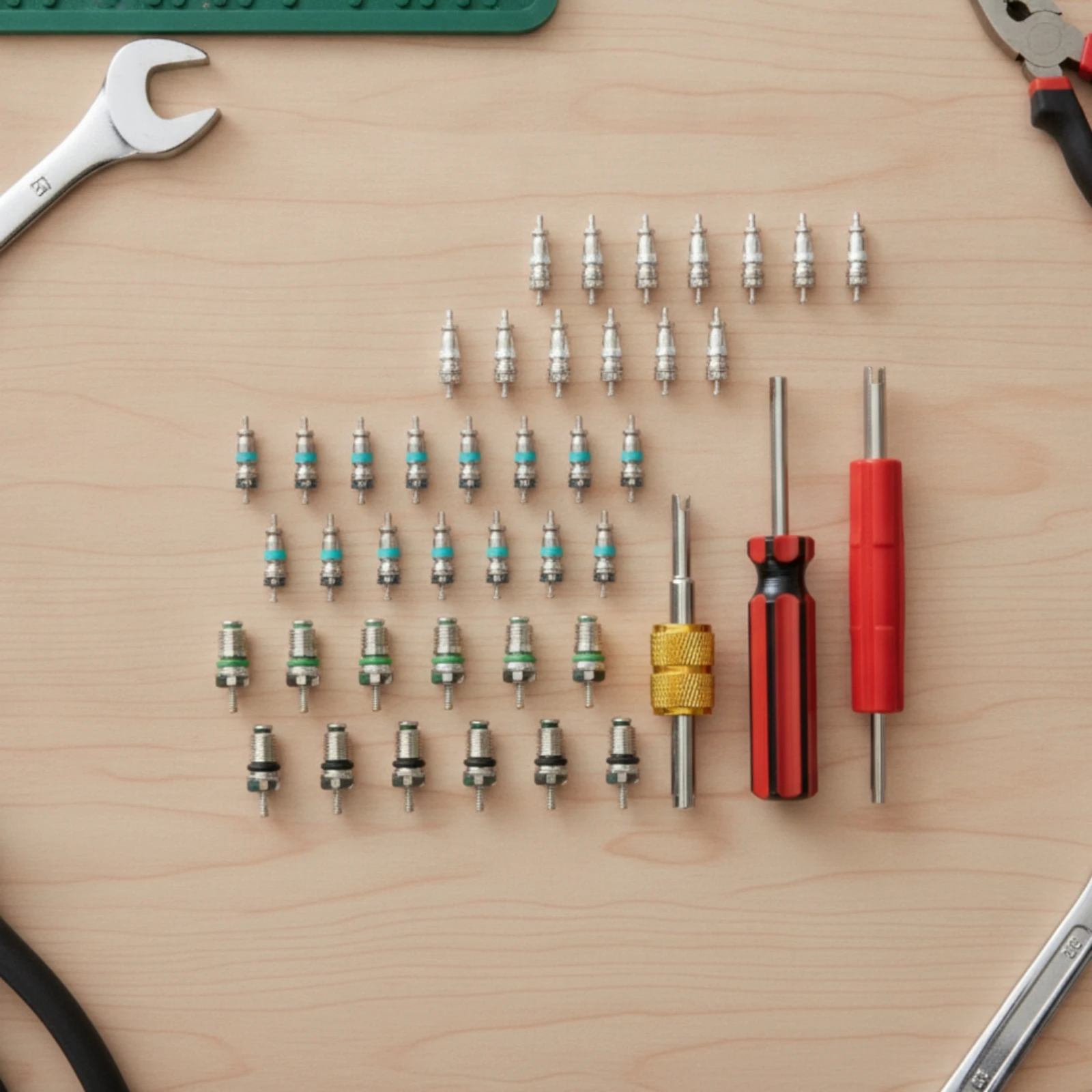 39 Pieces Valve Core Assortment with Removal Tools Automotive Air Conditioning Valve Core Kit Hardware Corrosion Resistant High