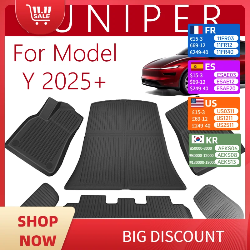 

NovaAcc Floor Mats for Model Y 2025+ Juniper New 2025 Juniper Trunk Mat Liner TPE All Weather Water Proof for Accessories