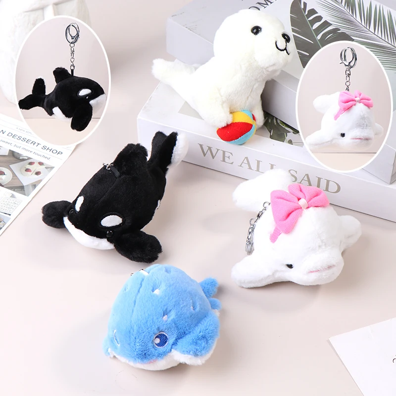 Portachiavi serie animali marini peluche bambola animale leone marino Killer balena Skate Ray Whale portachiavi zaino Charms borsa Decor Toy