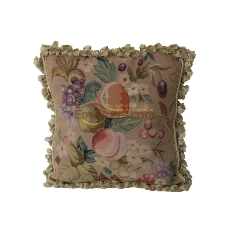 camel needlepoint floral pillow woven  Victorian style living room European art embroidered cushions