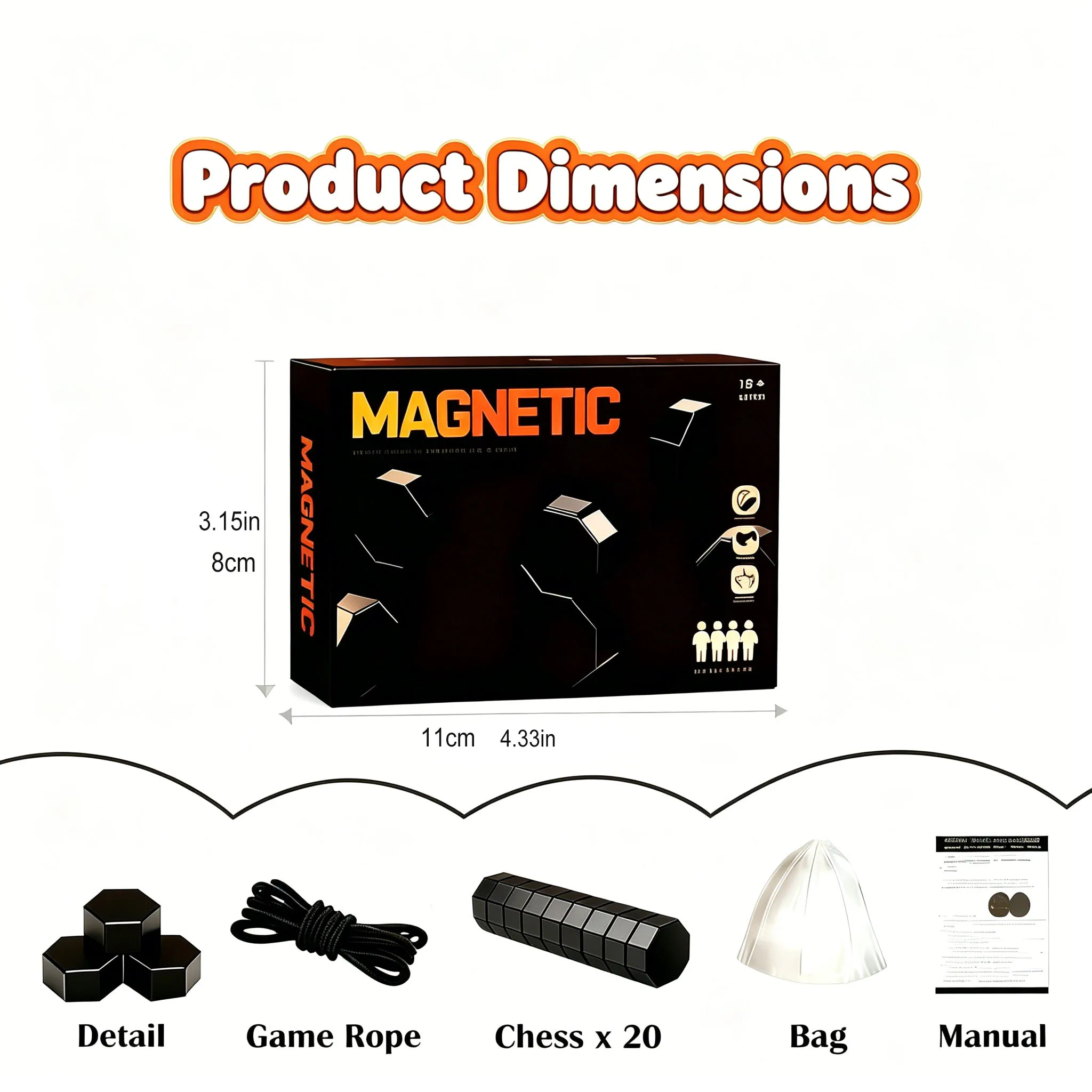 Party Games Magnetic Stones Game Interactive Magnet Board Strategy Game for Family Kids Adults High Quality Longest Side 3.4cm