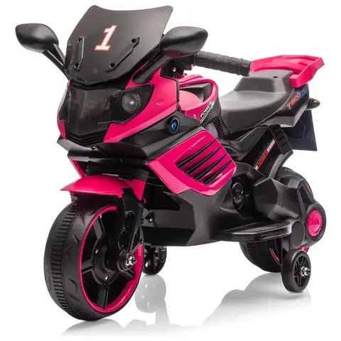 6V Çocuk Motosikleti, Eğitim Tekerlekleri, Çalışan Far, Korna ve Müzik ile Elektrikli Binilebilir Oyuncak Araba, 3-6 Yaş Erkek ve Kız Çocuklar için