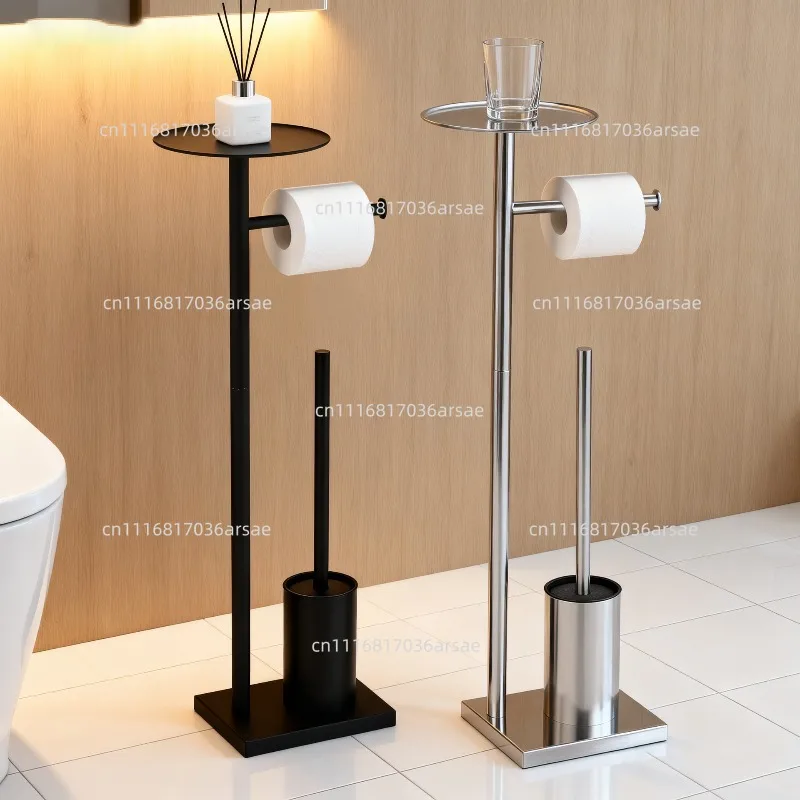 Toilet Paper Holder Household Odor Proof Floor Standing Storage Rack Hotel Bathroom Black Stainless Steel Toilet Brush