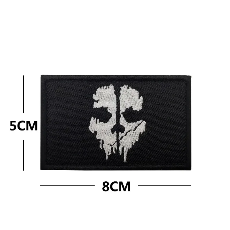 Call of Duty Embroidered Patches Morale Tactic Badge on Backpack Sticker Military Ghost Mask Patch for Clothing Sewing