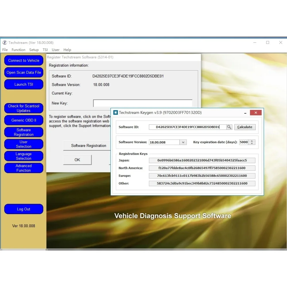 For TOYOTA TIS Techstream 18.00.008 Software Link and Active Code Work with MINI VCI MINIVCI Newest Version