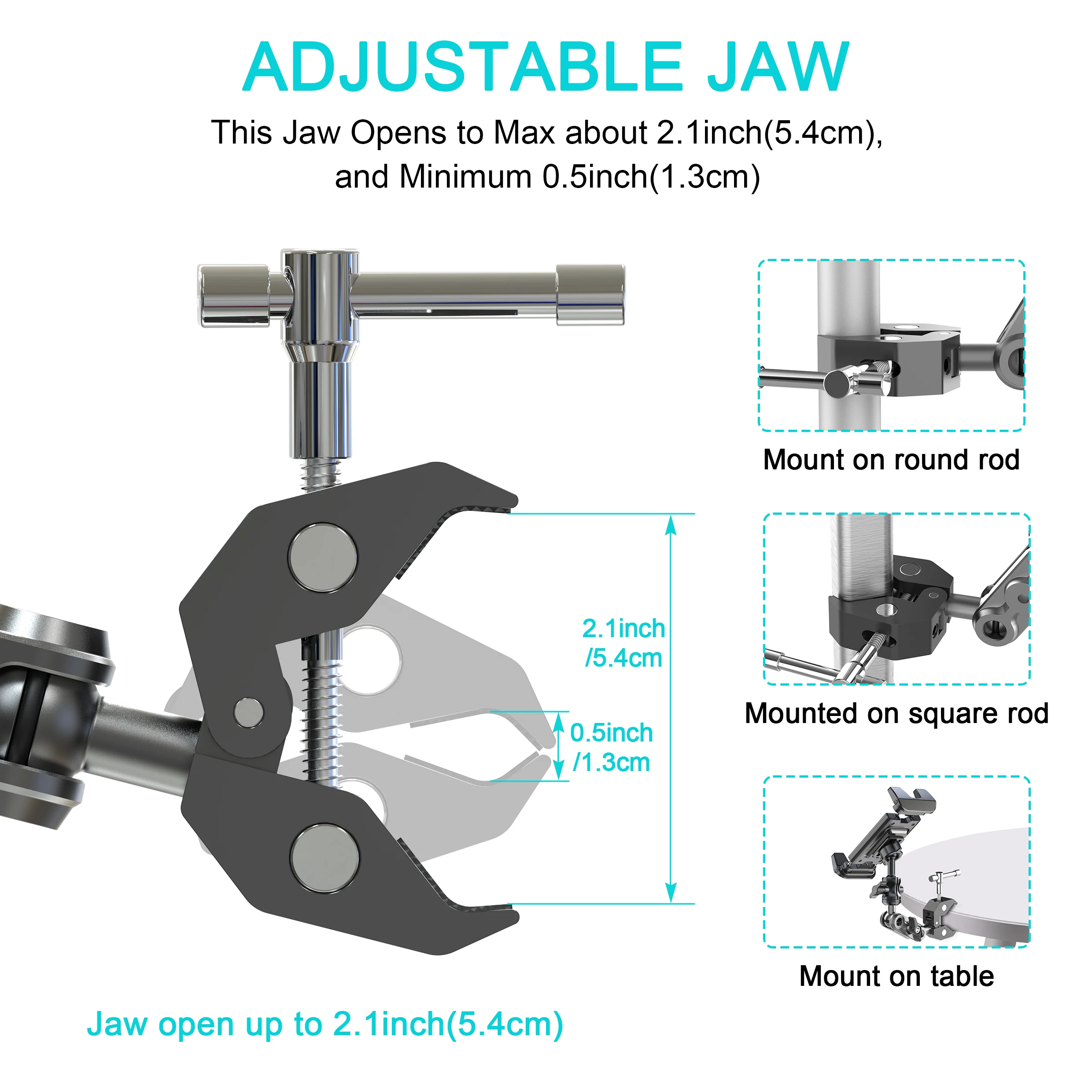 Handy- und Tablet-Halterung für Laufband/Spin-Bike/Kinderwagen/Rollstuhl/Golfcart/Stangen/Notenständer/Fitnessbike – Detail 5